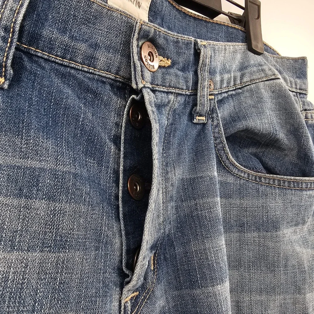 Hudson Byron Straight Leg Mens Blue Jeans‎ Button Fly NM255ZAH Size 34